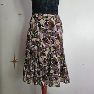 George Size 12 Paisley Midi Skirt Purple / Brown / Green Whimsigothic